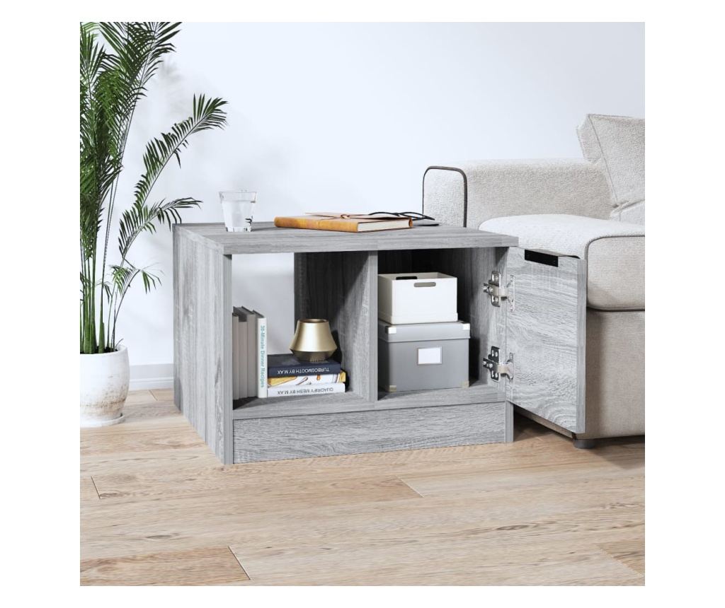 Klubska mizica siva sonoma 50x50x36 cm konstruiran les - 3