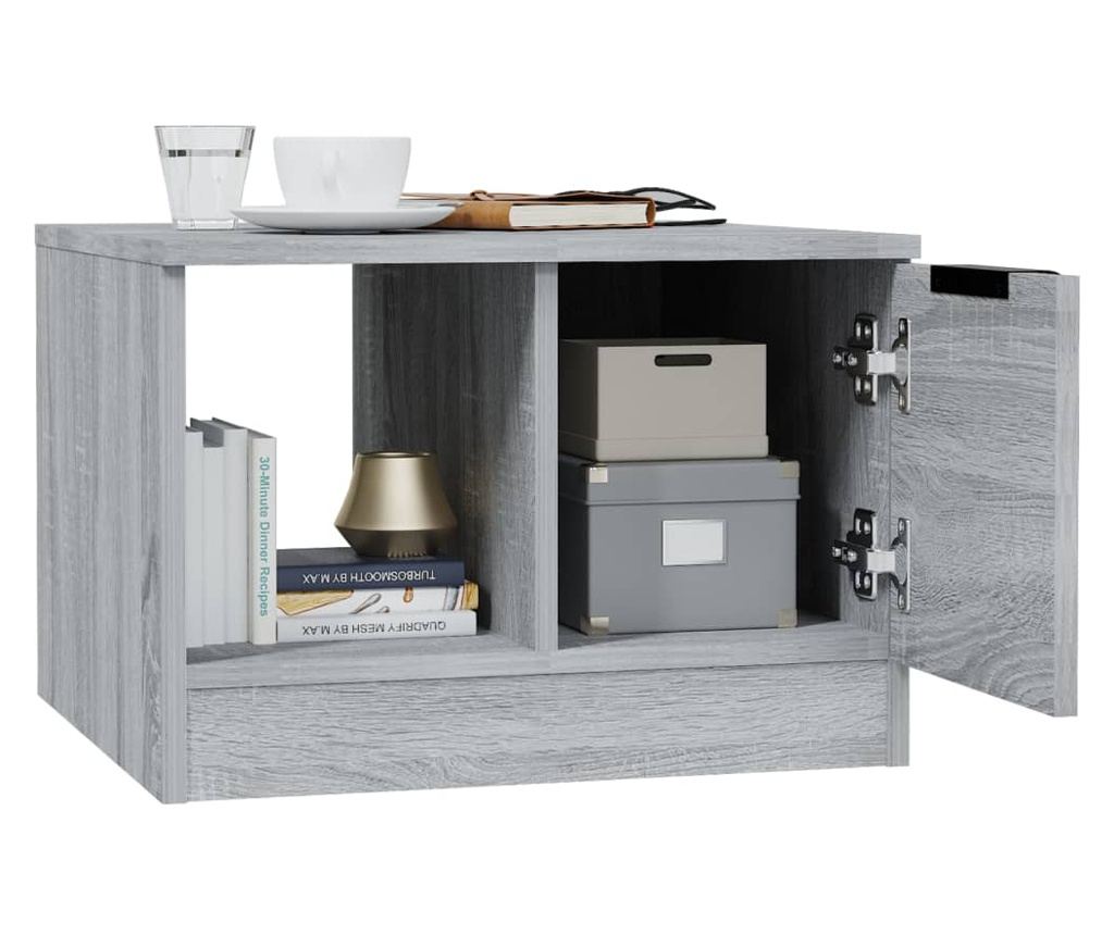 Klubska mizica siva sonoma 50x50x36 cm konstruiran les - 4
