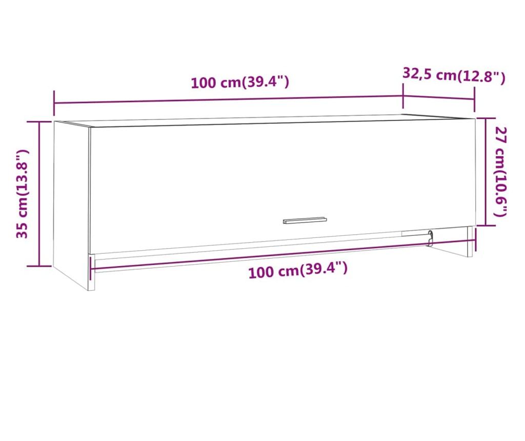Гардероб, опушен дъб, 100x32,5x35 см, инженерно дърво - 12