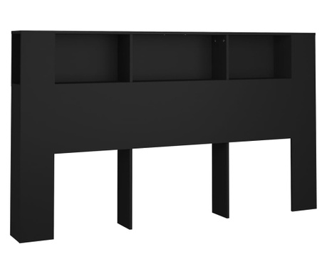 Tablie de pat cu dulap, negru, 180x18,5x104,5 cm