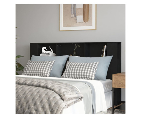Tăblie de pat cu dulap, negru, 180x18,5x104,5 cm