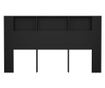 Headboard with Cabinet, Black, 180x18.5x104.5 cm