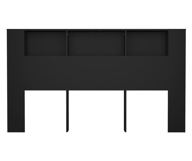 Headboard with Cabinet, Black, 180x18.5x104.5 cm