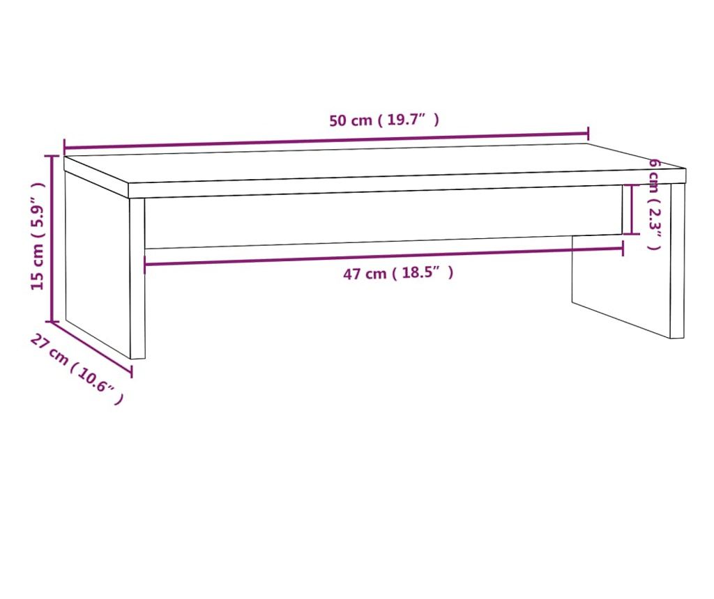 Podloga za monitor, siva, 50x27x15 cm, masivno drvo bora - 8