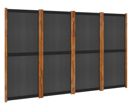 fekete 4 paneles térelválasztó 280x180 cm