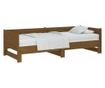 Pat extensibil de zi, maro miere, 2x(90x190) cm, lemn masiv pin