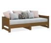 Pat extensibil de zi, maro miere, 2x(90x190) cm, lemn masiv pin