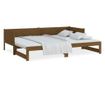 Pat extensibil de zi, maro miere, 2x(90x190) cm, lemn masiv pin