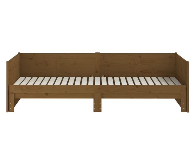 Pat extensibil de zi, maro miere, 2x(90x190) cm, lemn masiv pin