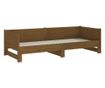Pat extensibil de zi, maro miere, 2x(90x190) cm, lemn masiv pin