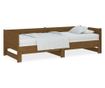 Pat extensibil de zi, maro miere, 2x(90x190) cm, lemn masiv pin