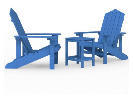 Градински столове "Адирондак" с масичка, HDPE, сини