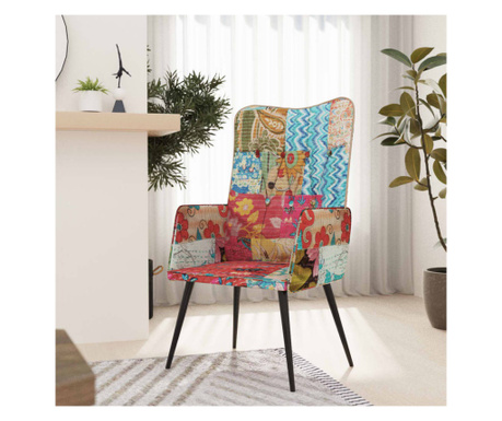 Scaun cu spătar aripi, mozaic, pânză colorată