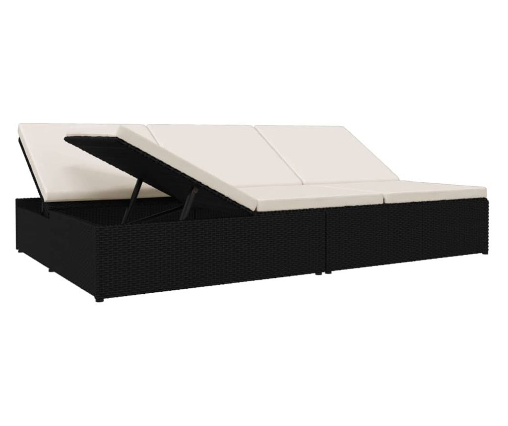 Spremenljiv ležalnik z blazinami poli ratan črn - 5