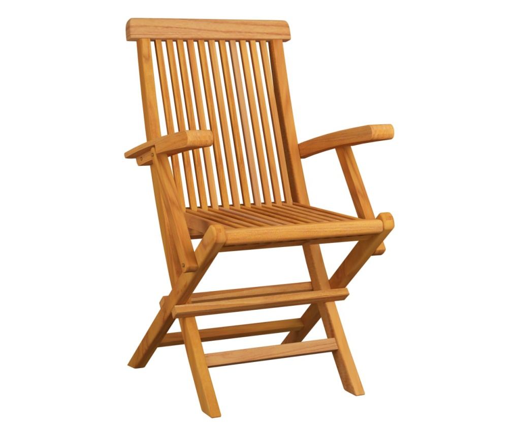 Градински столове с възглавници, 3 бр., Черен, Масивно дърво тиково дърво - 9