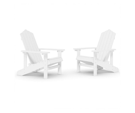 Градински столове "Адирондак", 2 бр, HDPE, бели