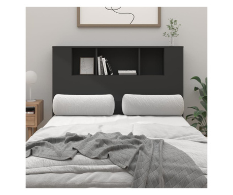 Tăblie de pat cu dulap, negru, 120x18,5x104,5 cm