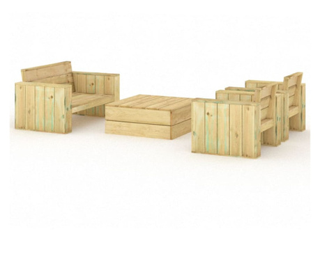 Set mobilier de gradina, 4 piese, lemn de pin tratat