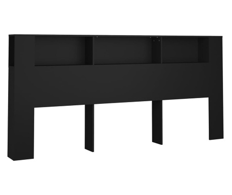Tablie de pat cu dulap, negru, 220x18,5x104,5 cm