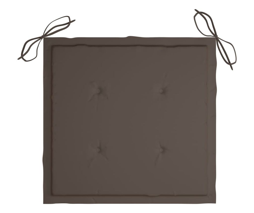 Градински столове с възглавници в цвят таупе сиво, 2 бр., Масивно дърво тиково дърво - 6