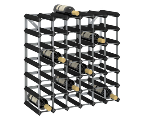 Suport de vinuri, 42 sticle, negru, lemn masiv de pin