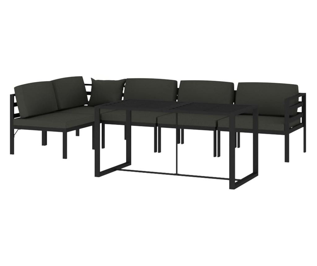 Set vrtnih namještaja s jastucima, 6 komada, antracitne boje, izrađen od aluminija. - 3
