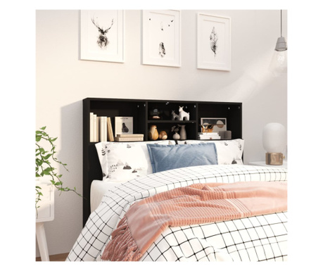 Tăblie de pat cu dulap, negru, 120x19x103,5 cm