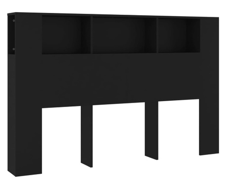 Tablie de pat cu dulap, negru, 160x18,5x104,5 cm