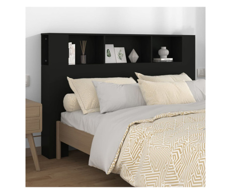 Tăblie de pat cu dulap, negru, 160x18,5x104,5 cm