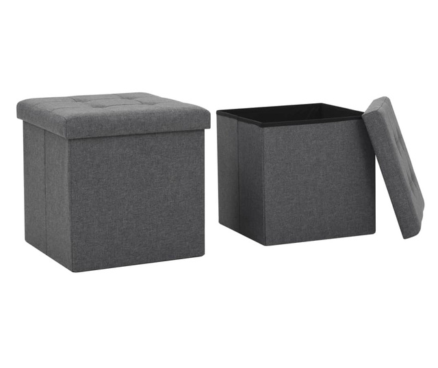 Skládací úložné stoličky 2 ks tmavě šedé umělý len