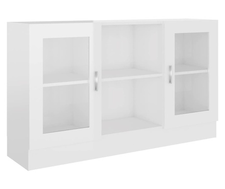 Шкаф витрина, бял гланц, 120x30,5x70 см, ПДЧ
