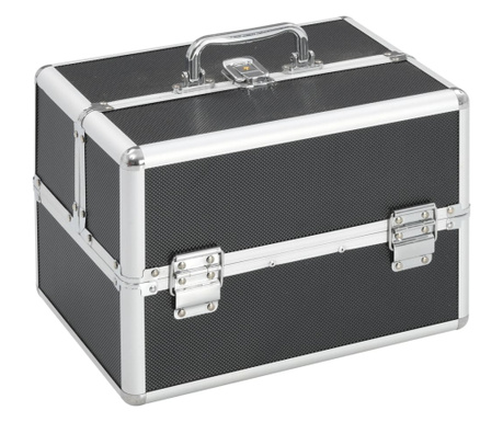 Куфар за гримове, 22x30x21 см, черен, алуминий
