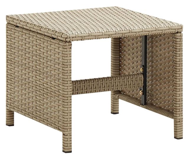 2 db bézs polyrattan kerti szék lábtartókkal