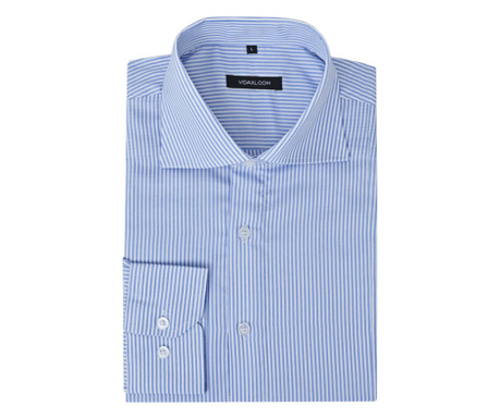 Csíkos fehér és kék S méretű üzleti férfi ing