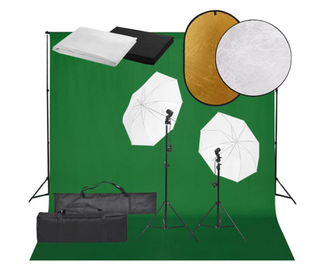 Set studio foto cu lampa, fundal si reflector