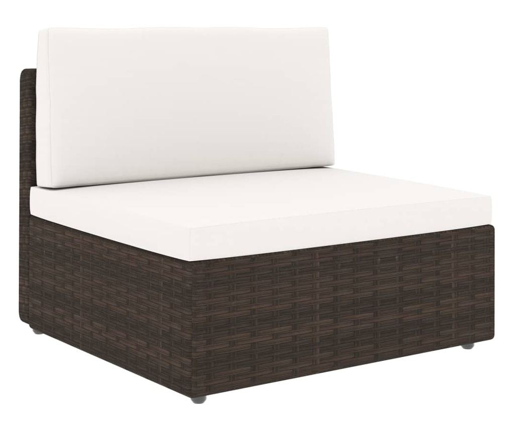 Градински комплект мебели, 7 части, кафяв, полиратан - 3