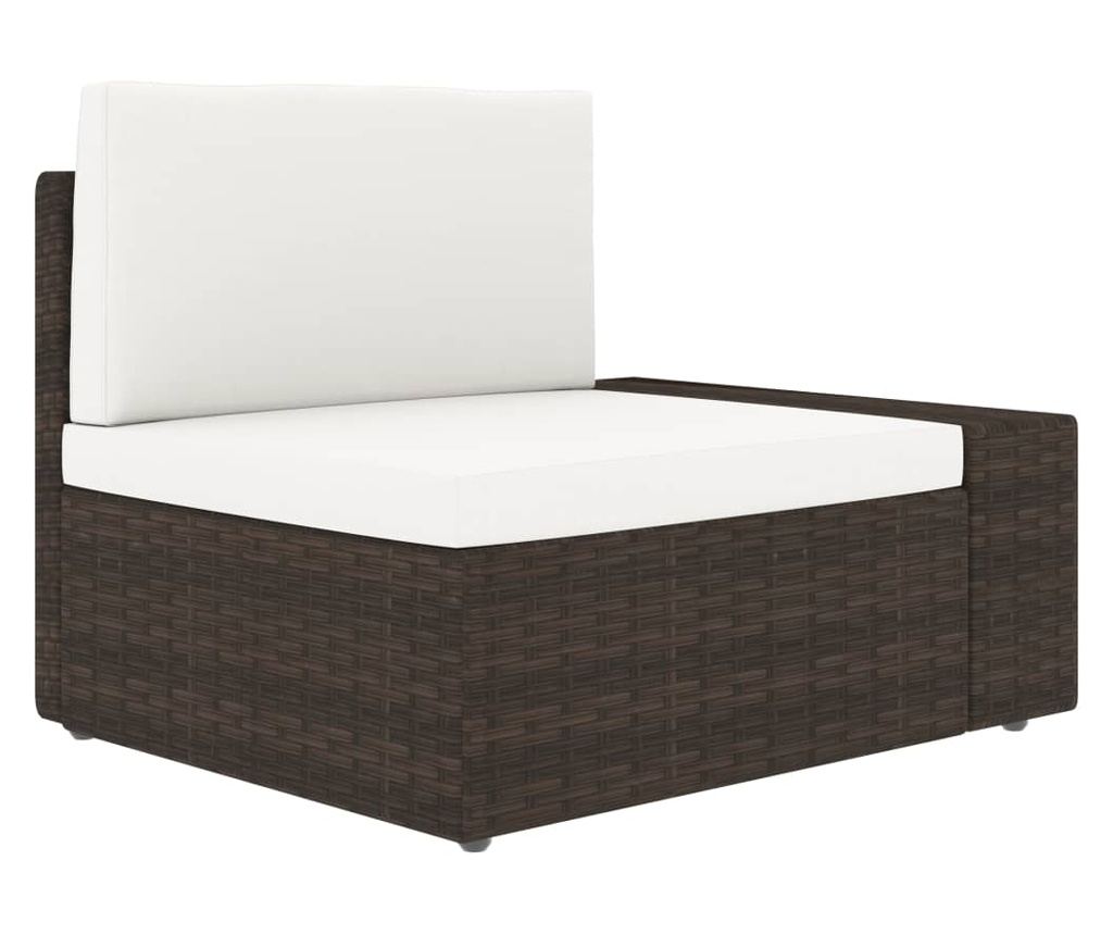 Градински комплект мебели, 10 части, кафяв, полиратан - 6