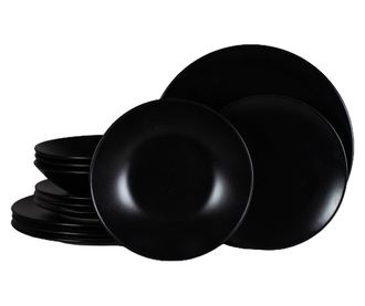 Set Complet Serviciu De Masa, Abyss, 12 piese, Cesiro, Negru Mat