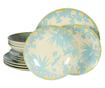 Set Complet Serviciu De Masa, Hawaii, 12 piese, Cesiro, Ivory cu frunze albastru deschis