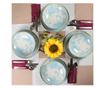 Set Complet Serviciu De Masa, Hawaii, 12 piese, Cesiro, Ivory cu frunze albastru deschis