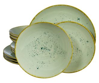Set Complet Serviciu De Masa, Light Pistachio, 12 piese, Cesiro, Verde Pastel