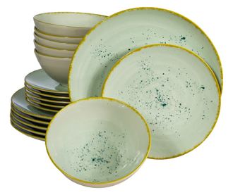 Set Complet Serviciu De Masa, Light Pistachio, 18 piese, Cesiro, Verde Pastel Lucios