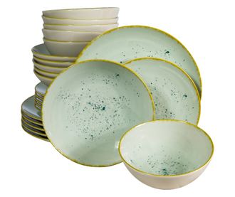 Set Complet Serviciu De Masa, Light Pistachio, 24 piese, Cesiro, Verde Pastel