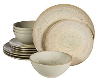 Set Complet Serviciu De Masa, Shell, 12 piese, Cesiro, Crem deschis lucios