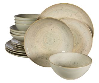 Set Complet Serviciu De Masa, Shell, 16 piese, Cesiro, Crem deschis