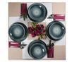 Set Complet Serviciu De Masa, Whirlwind, 12 piese, Cesiro, Alb Ivoire cu negru