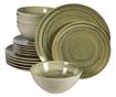 Set Complet Serviciu De Masa, Sand, 18 piese, Cesiro, Alb Ivoire lucios si gri-verzui