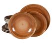 Set Complet Serviciu De Masa, Earth, 12 piese, Cesiro, Alb Ivoire cu maro