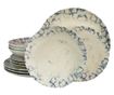 Set Complet Serviciu De Masa, Marble, 12 piese, Cesiro, Alb Ivoire cu albastru