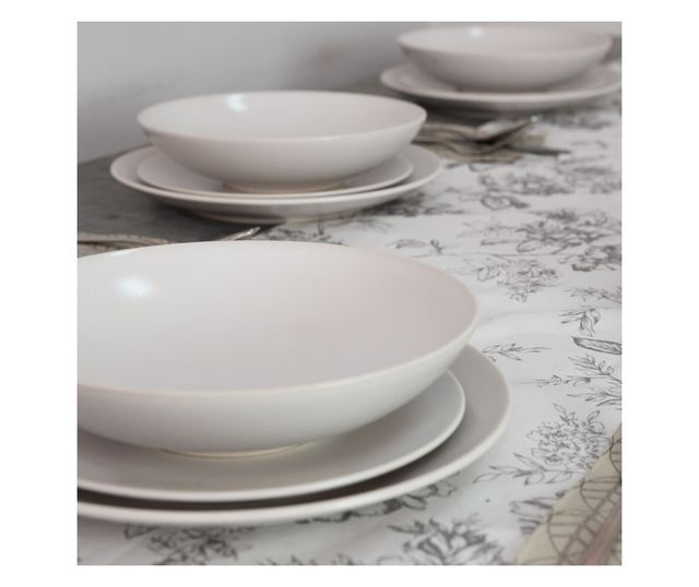 Set Complet Serviciu De Masa, Snow, 12 piese, Cesiro, Alb Mat